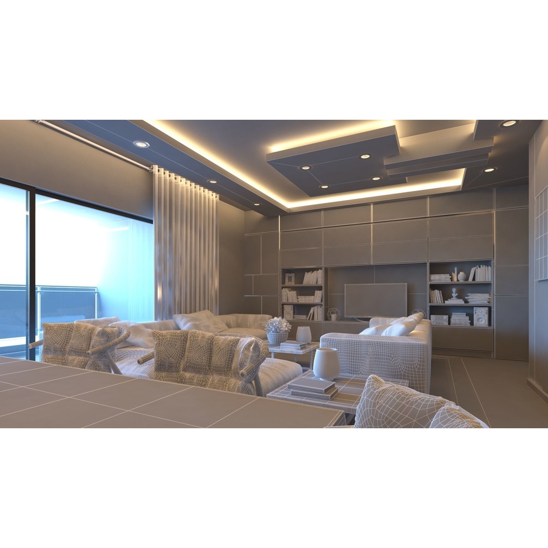 Modern Apartment Interior 3D Model – Low Poly Game Asset, Blender, FBX - View 15