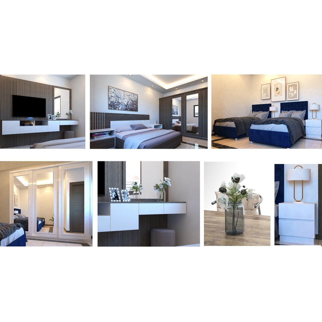 Modern Apartment Interior 3D Model – Low Poly Game Asset, Blender, FBX - View 3