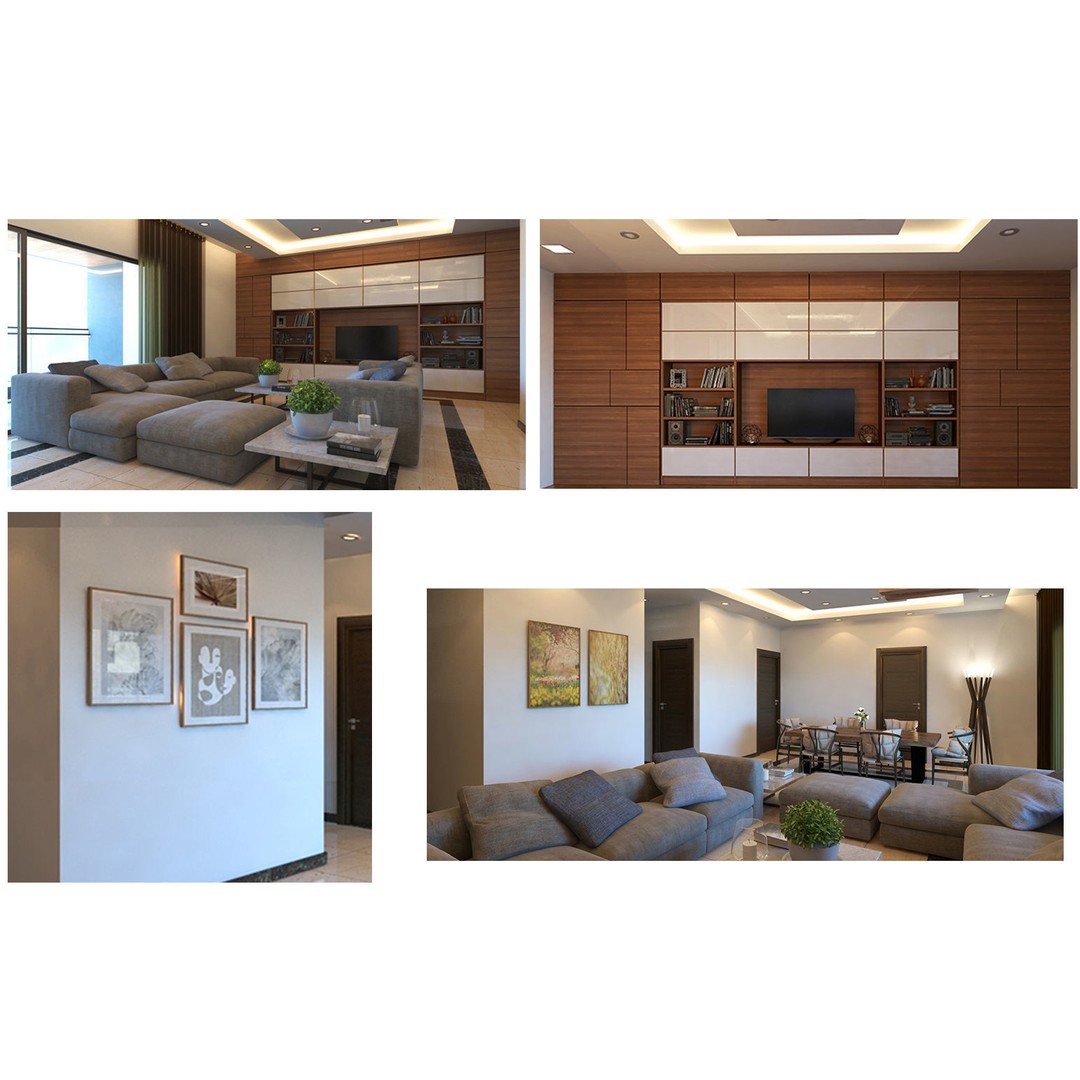 Modern Apartment Interior 3D Model – Low Poly Game Asset, Blender, FBX - View 7