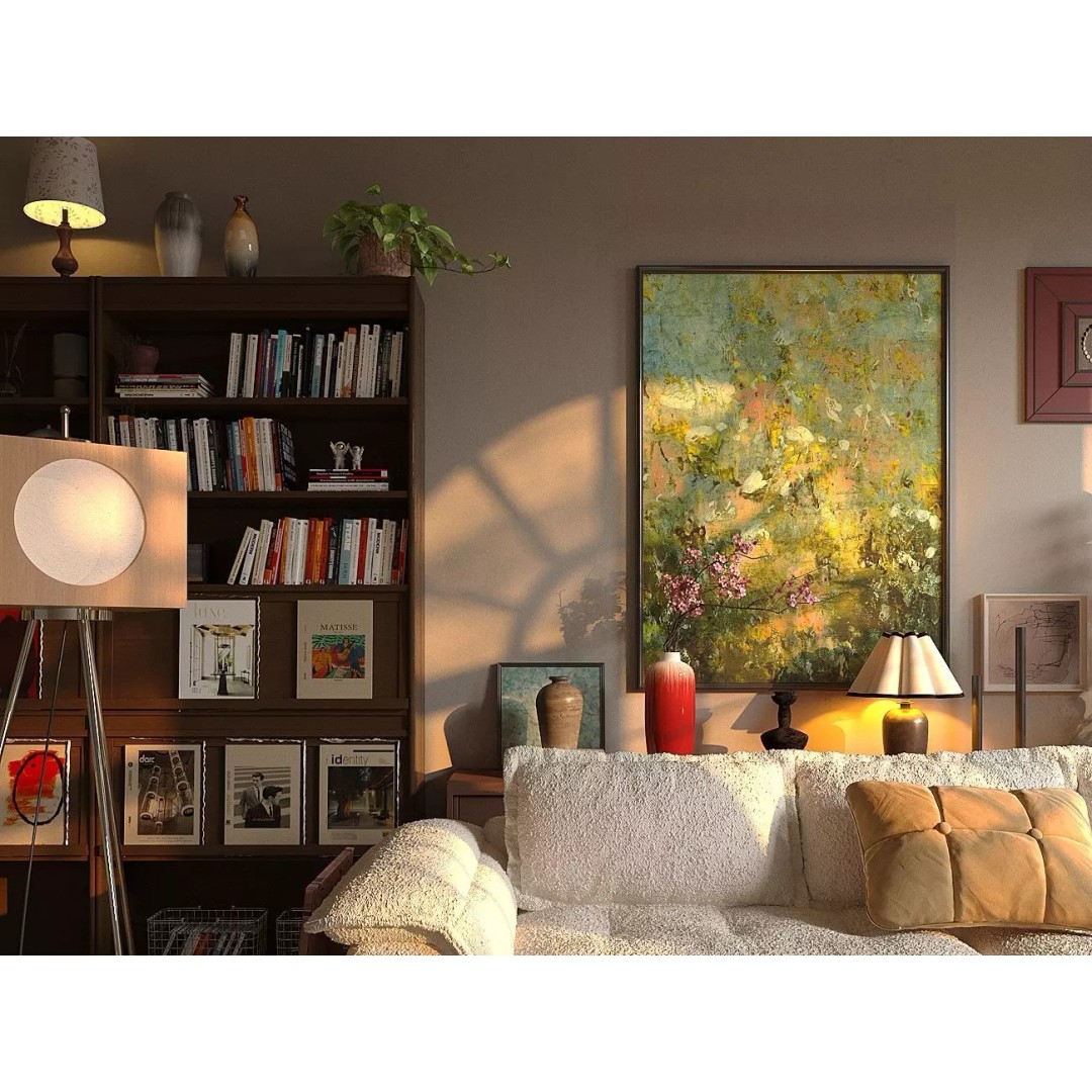 Living Room 3D Model – Contemporary Interior Scene with Textures - View 10