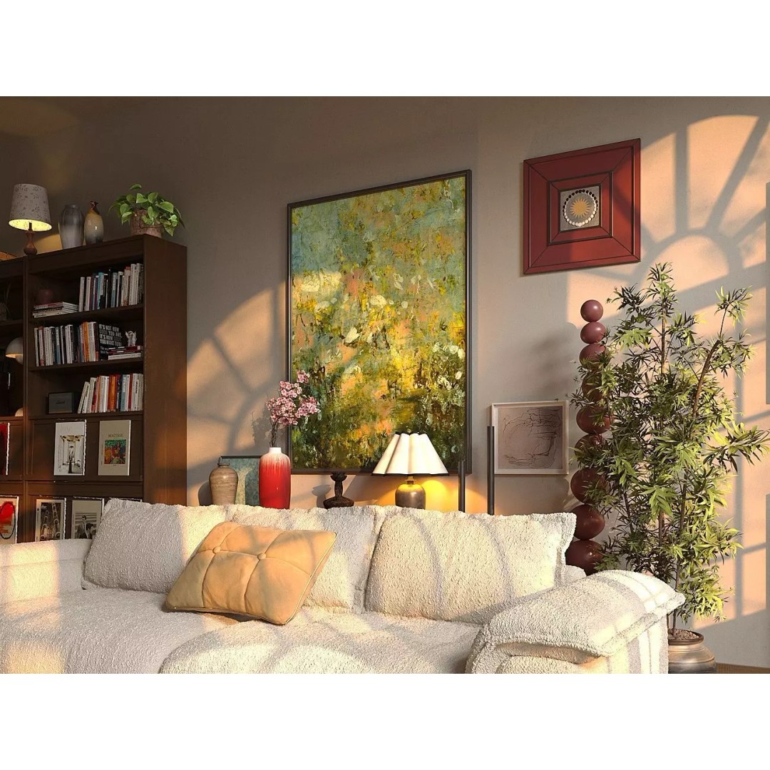 Living Room 3D Model – Contemporary Interior Scene with Textures - View 3