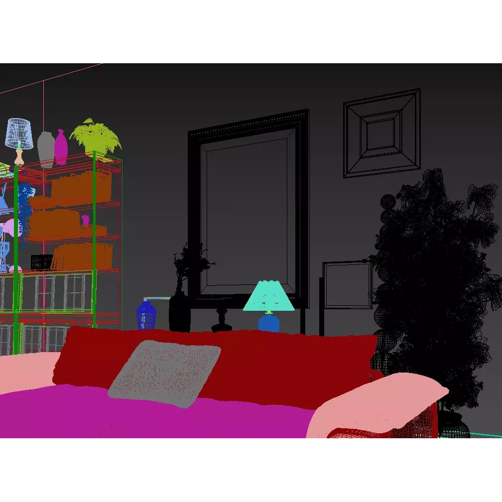 Living Room 3D Model – Contemporary Interior Scene with Textures - View 6
