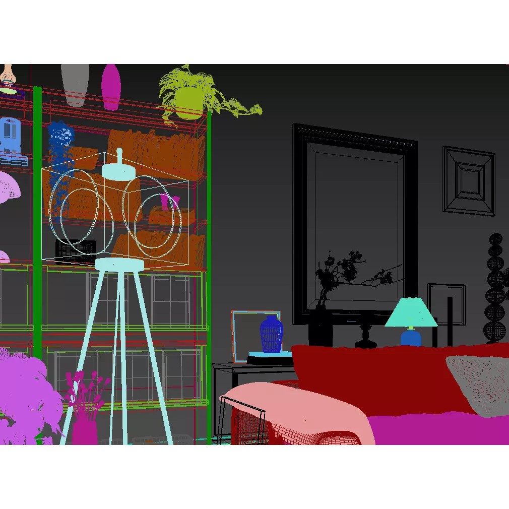 Living Room 3D Model – Contemporary Interior Scene with Textures - View 8