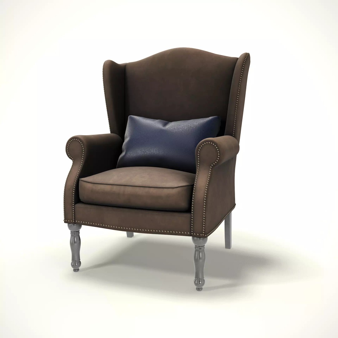 Wingback Chair 3D Model – Cozy Farmhouse Style, PBR, Blender, FBX - View 2