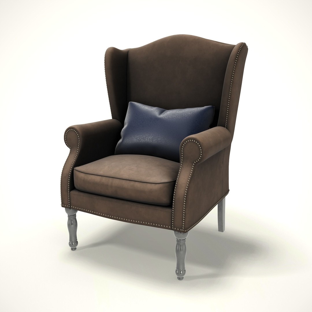 Wingback Chair 3D Model – Cozy Farmhouse Style, PBR, Blender, FBX - View 4