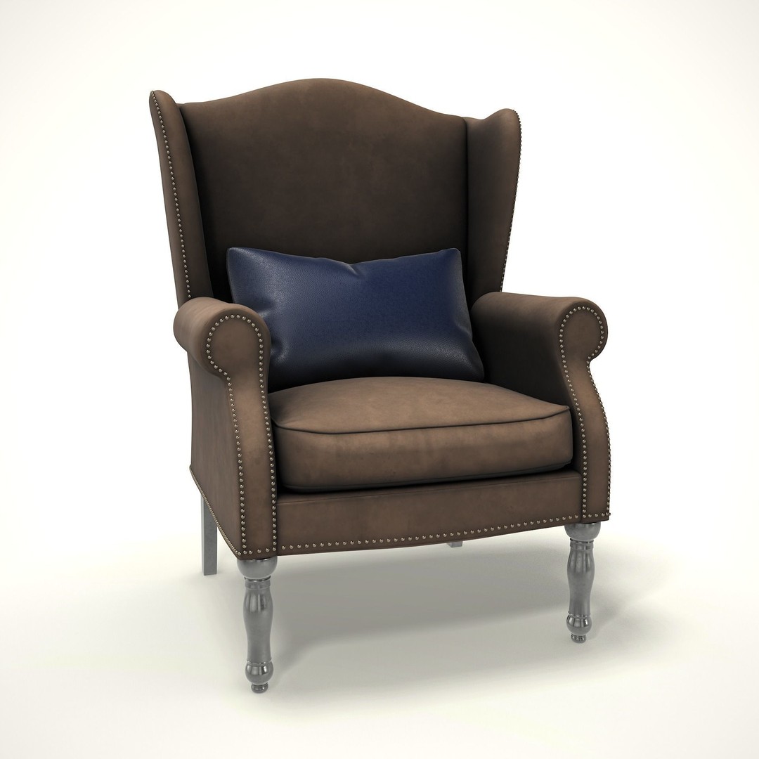 Wingback Chair 3D Model – Cozy Farmhouse Style, PBR, Blender, FBX - View 5