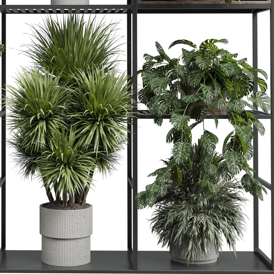 Standing Metal Shelf 3D Model – Low Poly Indoor Plant Stand, FBX, OBJ - View 4