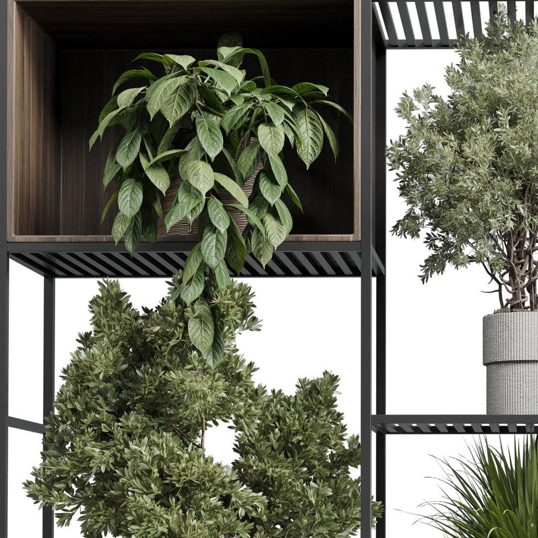 Standing Metal Shelf 3D Model – Low Poly Indoor Plant Stand, FBX, OBJ - View 5