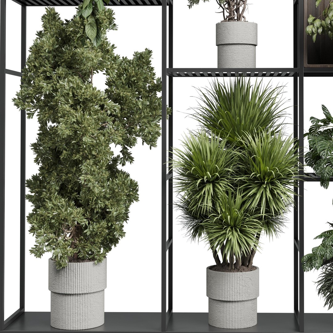 Standing Metal Shelf 3D Model – Low Poly Indoor Plant Stand, FBX, OBJ - View 7