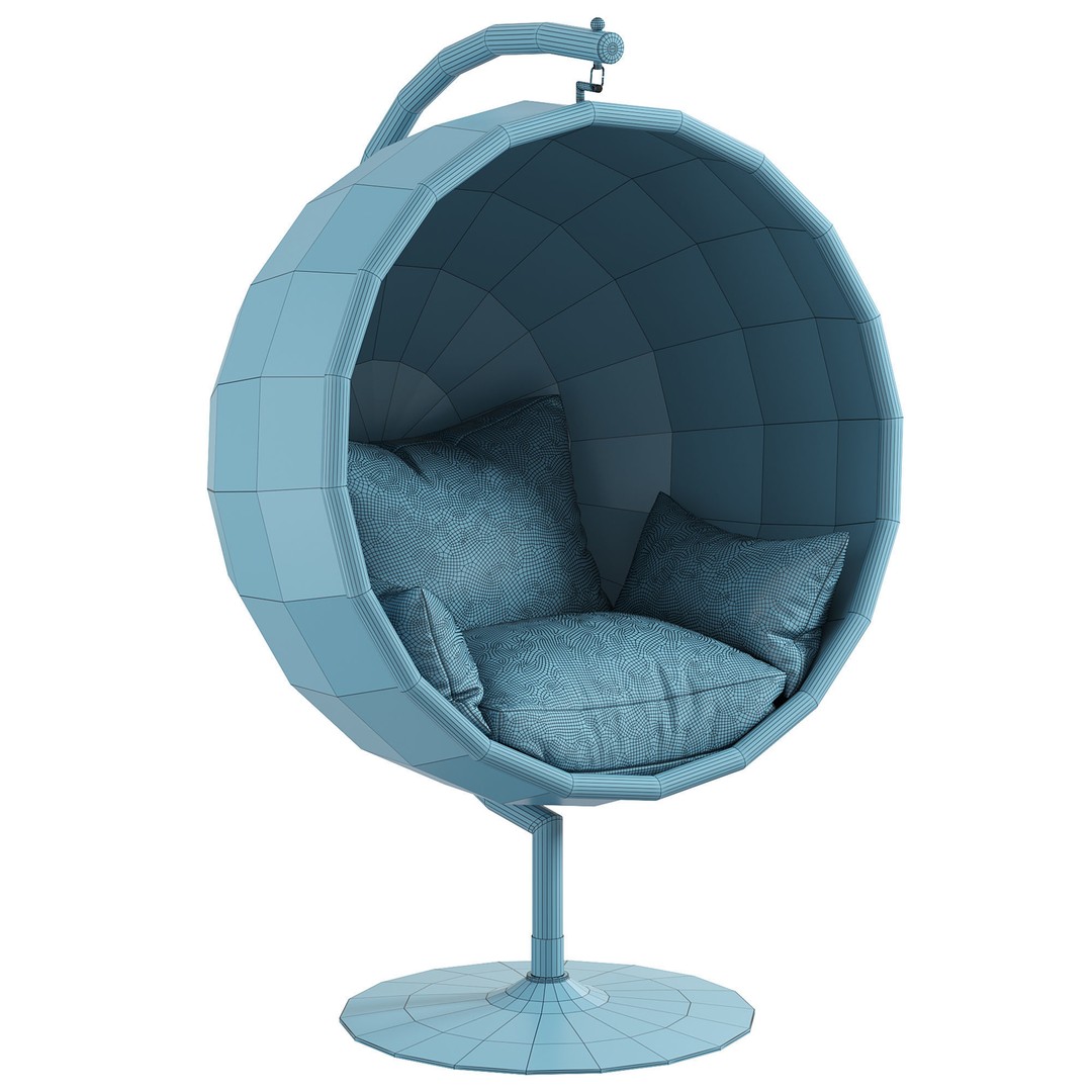 Retro Hanging Bubble Chair 3D Model – High Poly PBR Game Asset, FBX, OBJ