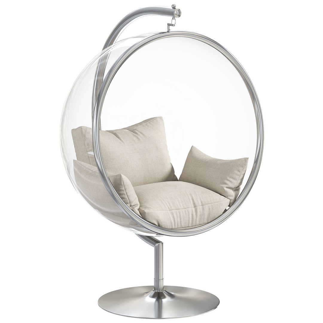Retro Hanging Bubble Chair 3D Model – High Poly PBR Game Asset, FBX, OBJ - View 3