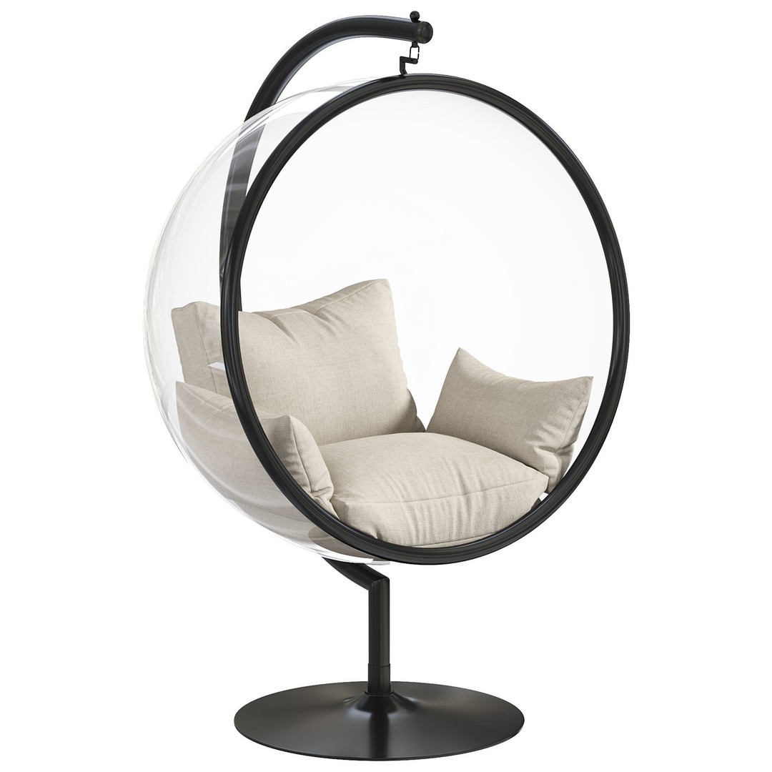Retro Hanging Bubble Chair 3D Model – High Poly PBR Game Asset, FBX, OBJ - View 4