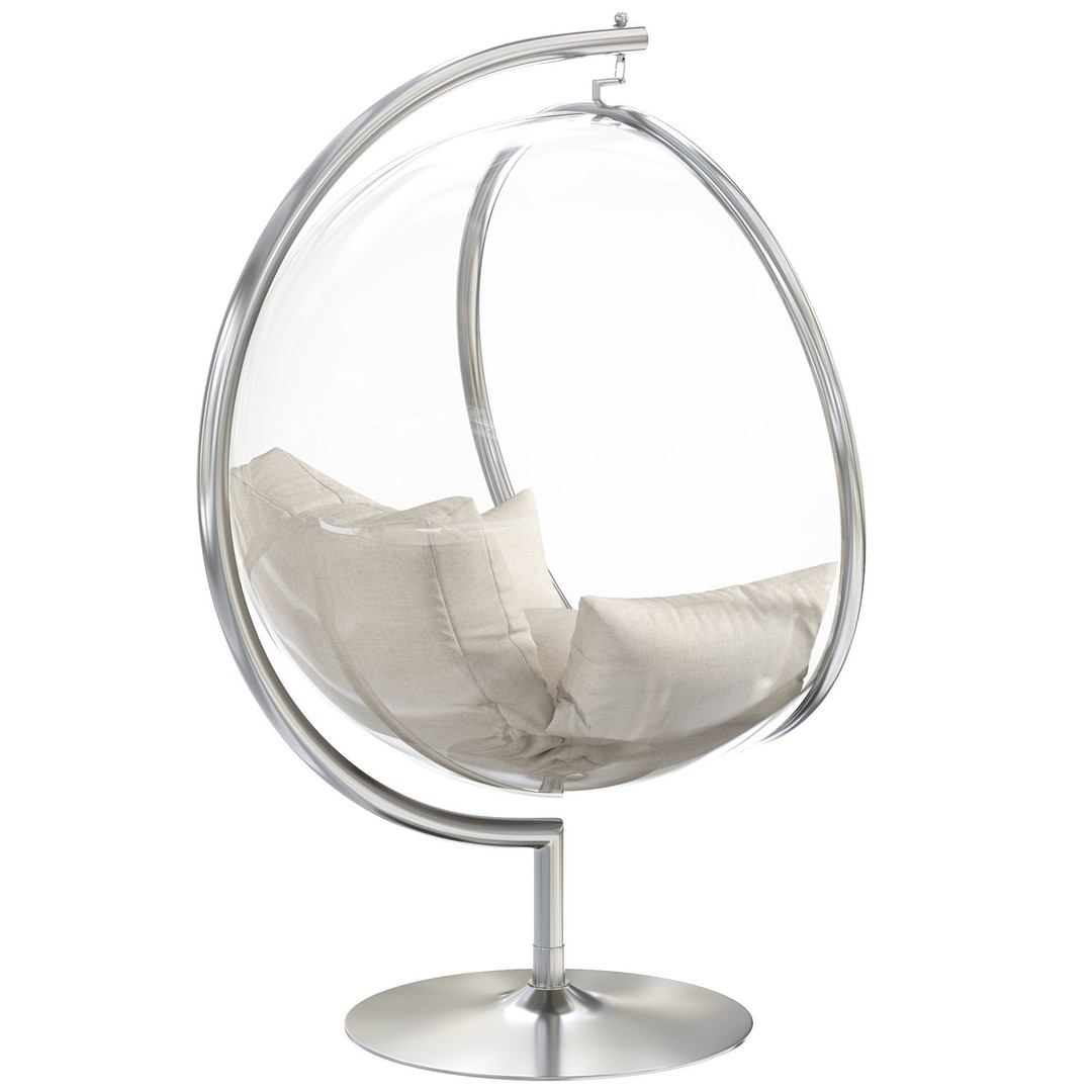 Retro Hanging Bubble Chair 3D Model – High Poly PBR Game Asset, FBX, OBJ - View 5