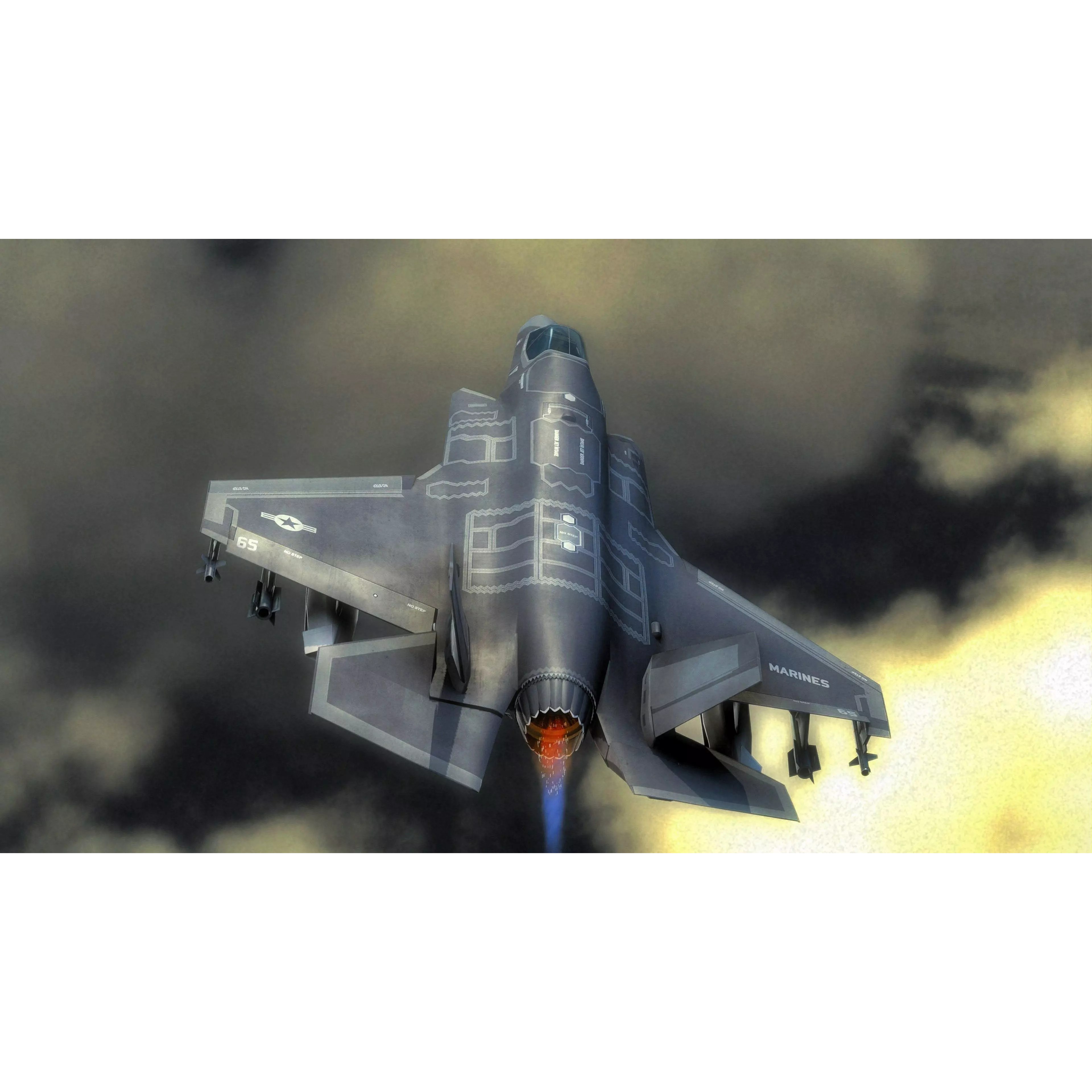 F35B Lightning II - Rigged Low-Poly Game-Ready 3D Model - View 18