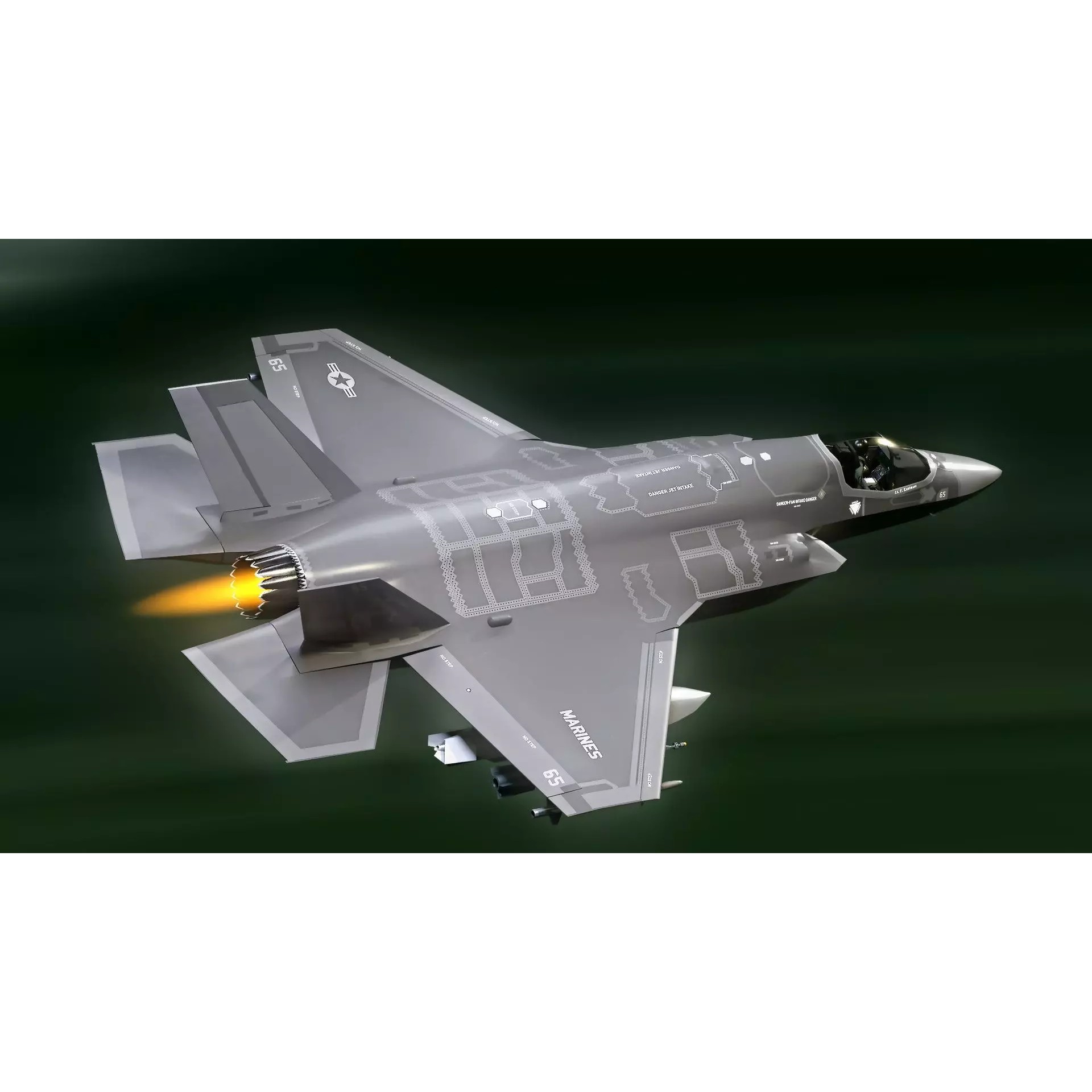 F35B Lightning II - Rigged Low-Poly Game-Ready 3D Model - View 3
