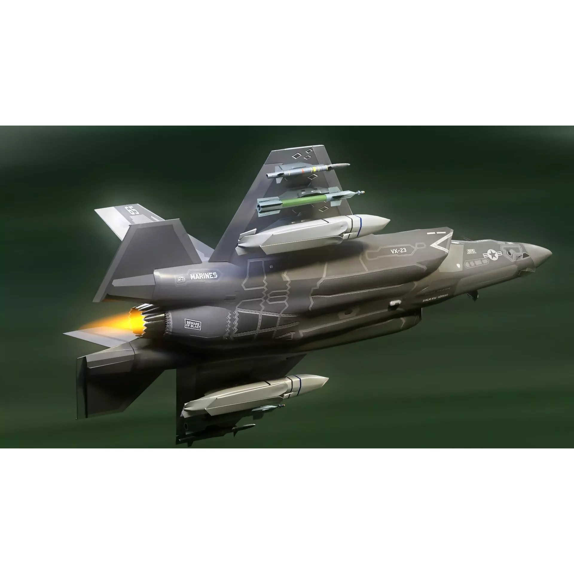 F35B Lightning II - Rigged Low-Poly Game-Ready 3D Model - View 7
