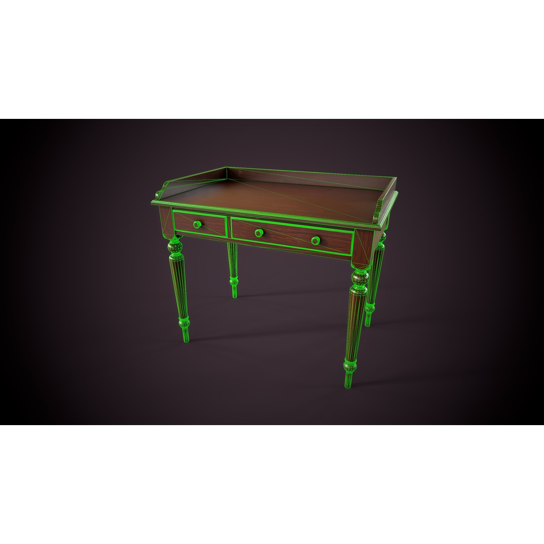 Vintage Desk 3D Model – Low Poly Game Ready Interior Asset, FBX, OBJ