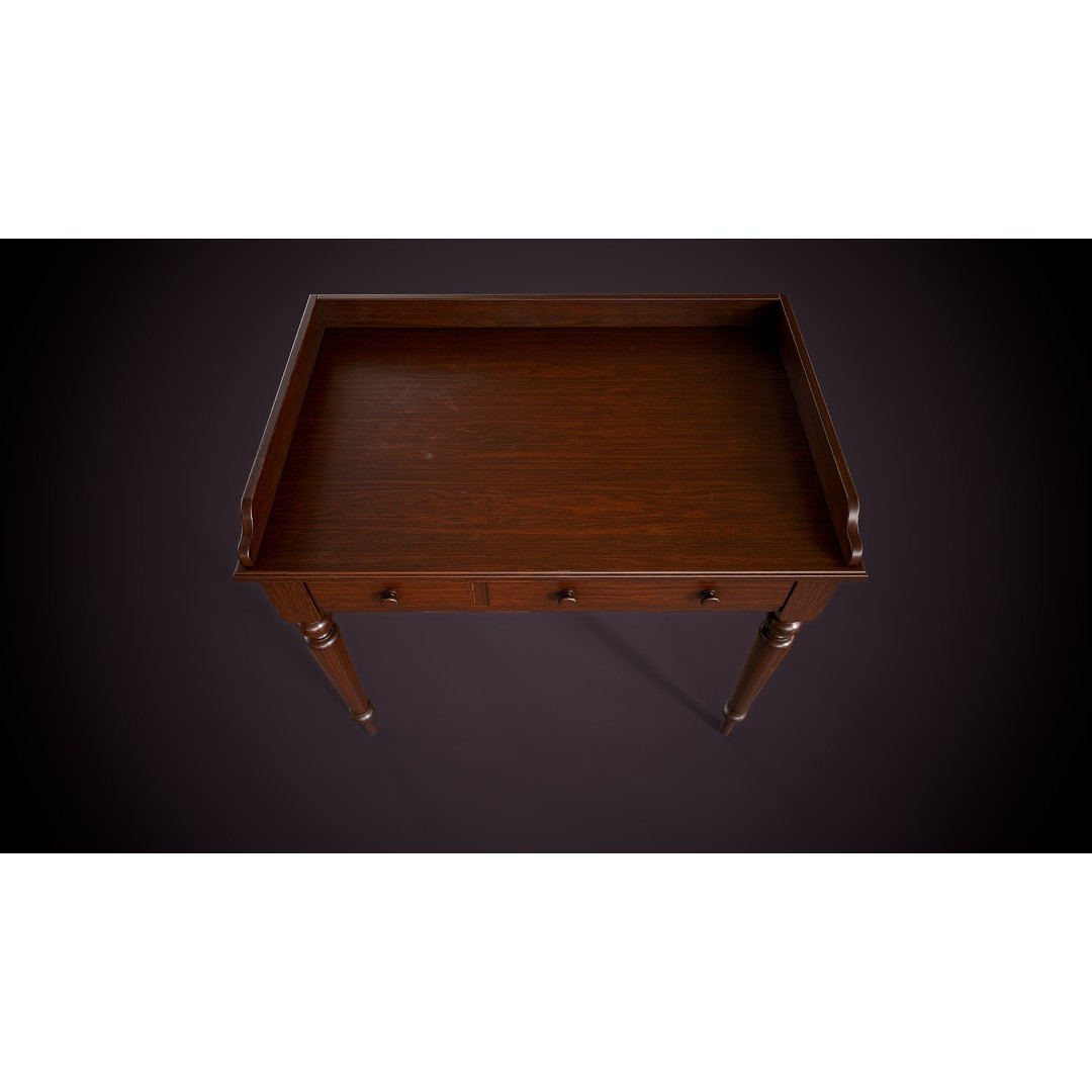 Vintage Desk 3D Model – Low Poly Game Ready Interior Asset, FBX, OBJ - View 10