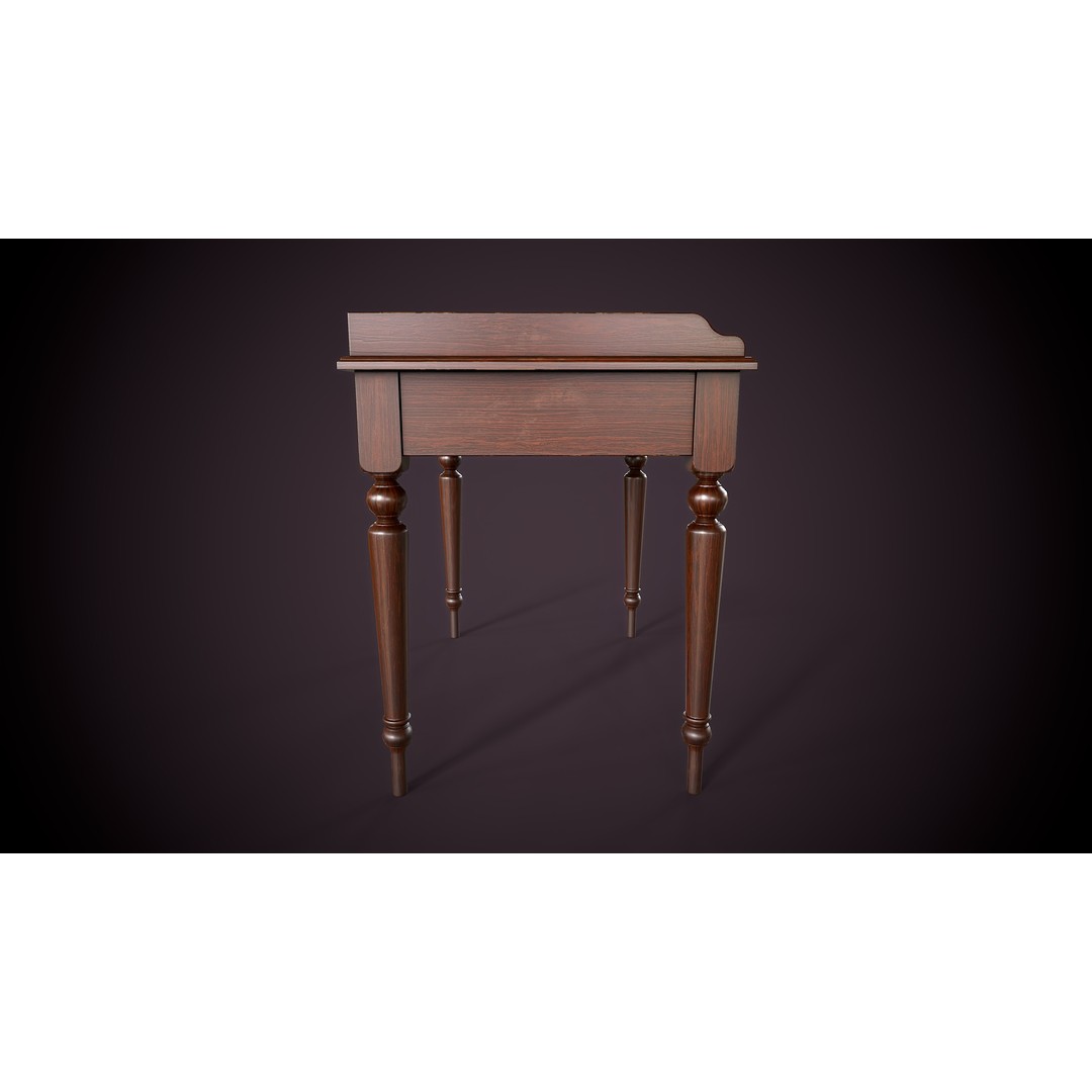 Vintage Desk 3D Model – Low Poly Game Ready Interior Asset, FBX, OBJ - View 12
