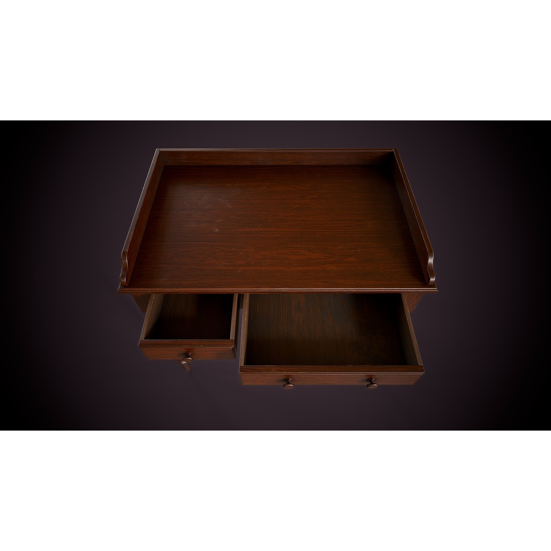 Vintage Desk 3D Model – Low Poly Game Ready Interior Asset, FBX, OBJ - View 6