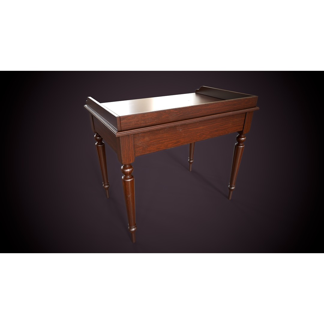 Vintage Desk 3D Model – Low Poly Game Ready Interior Asset, FBX, OBJ - View 9