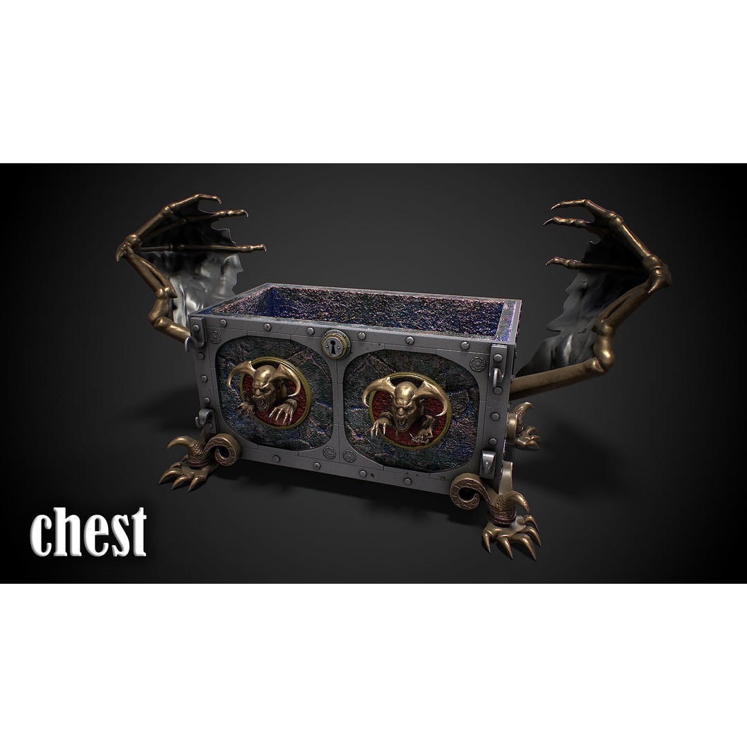 Chest Vampire 3D Model – Low Poly PBR Game Asset, FBX & OBJ - View 10