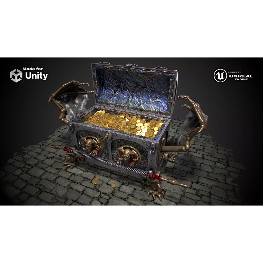 Chest Vampire 3D Model – Low Poly PBR Game Asset, FBX & OBJ - View 2