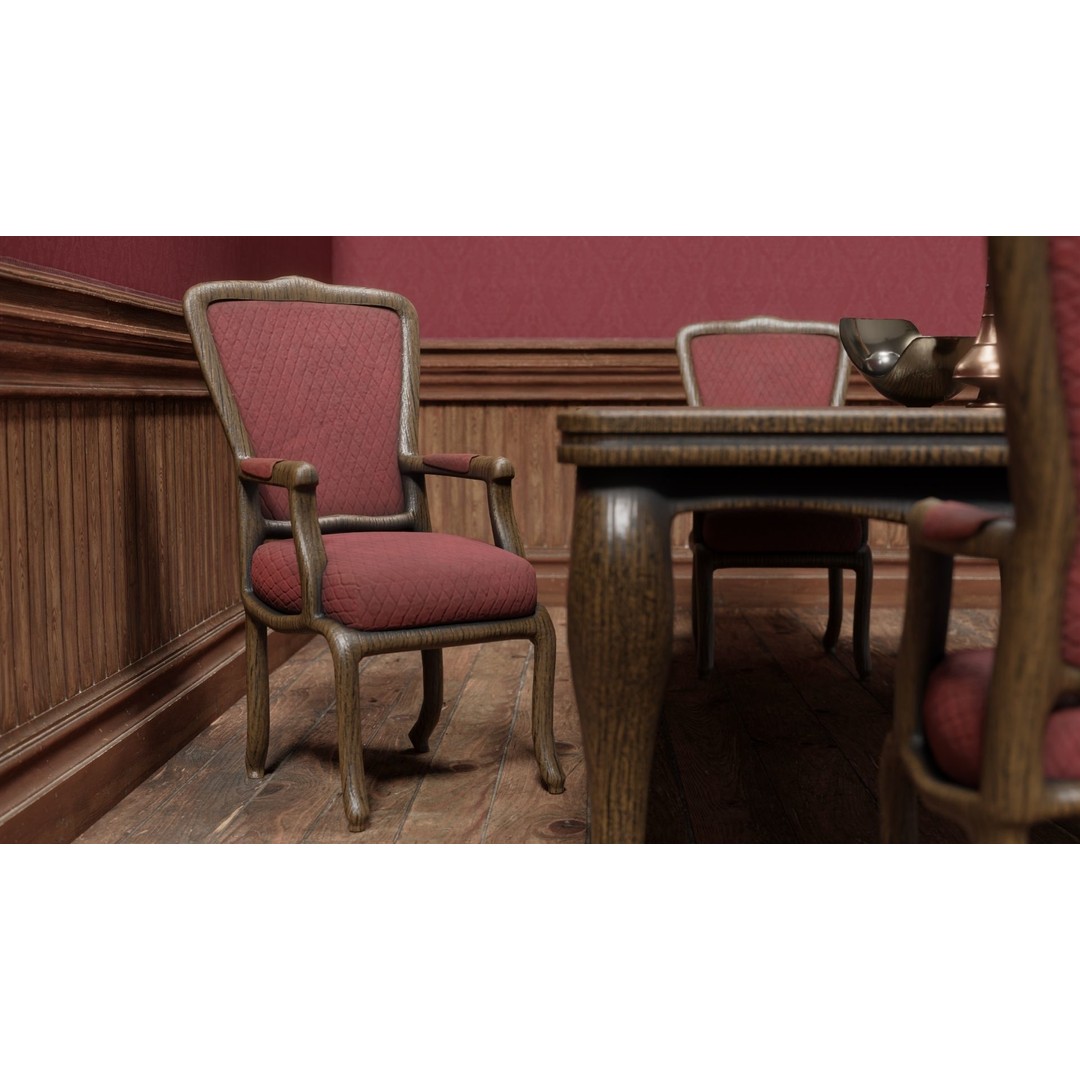 Wooden Dining Table 3D Model – High Quality PBR Game Asset, FBX - View 11