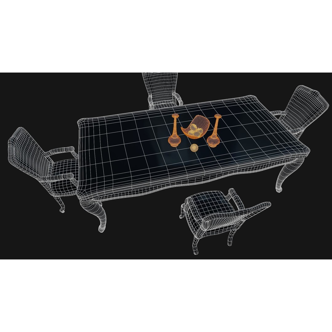 Wooden Dining Table 3D Model – High Quality PBR Game Asset, FBX - View 12