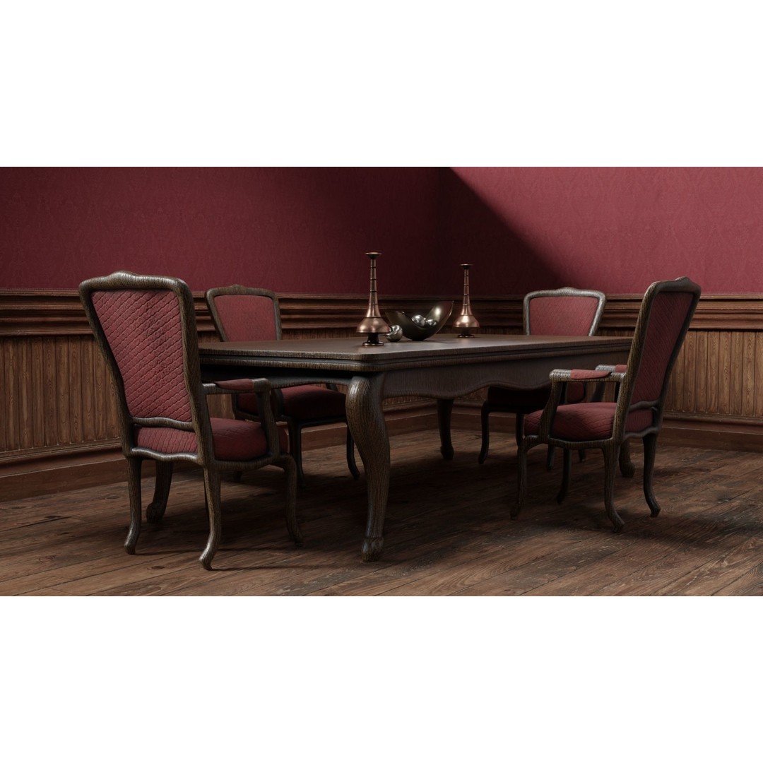 Wooden Dining Table 3D Model – High Quality PBR Game Asset, FBX - View 5