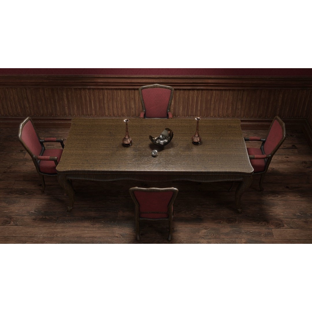 Wooden Dining Table 3D Model – High Quality PBR Game Asset, FBX - View 6