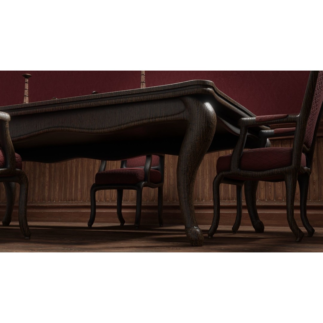 Wooden Dining Table 3D Model – High Quality PBR Game Asset, FBX - View 8