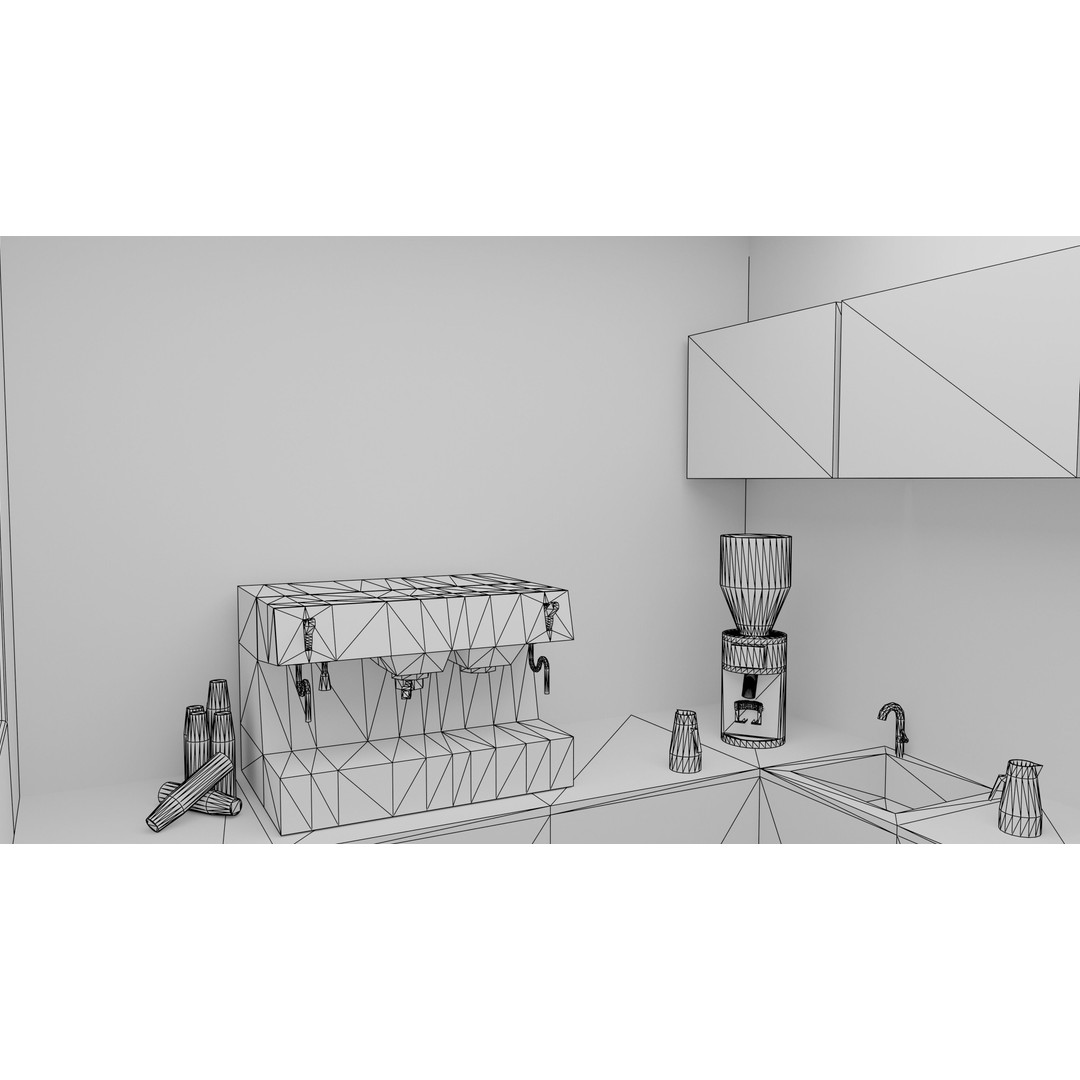 Coffee Shop 3D Model – Low Poly Architectural Asset, FBX, OBJ - View 15