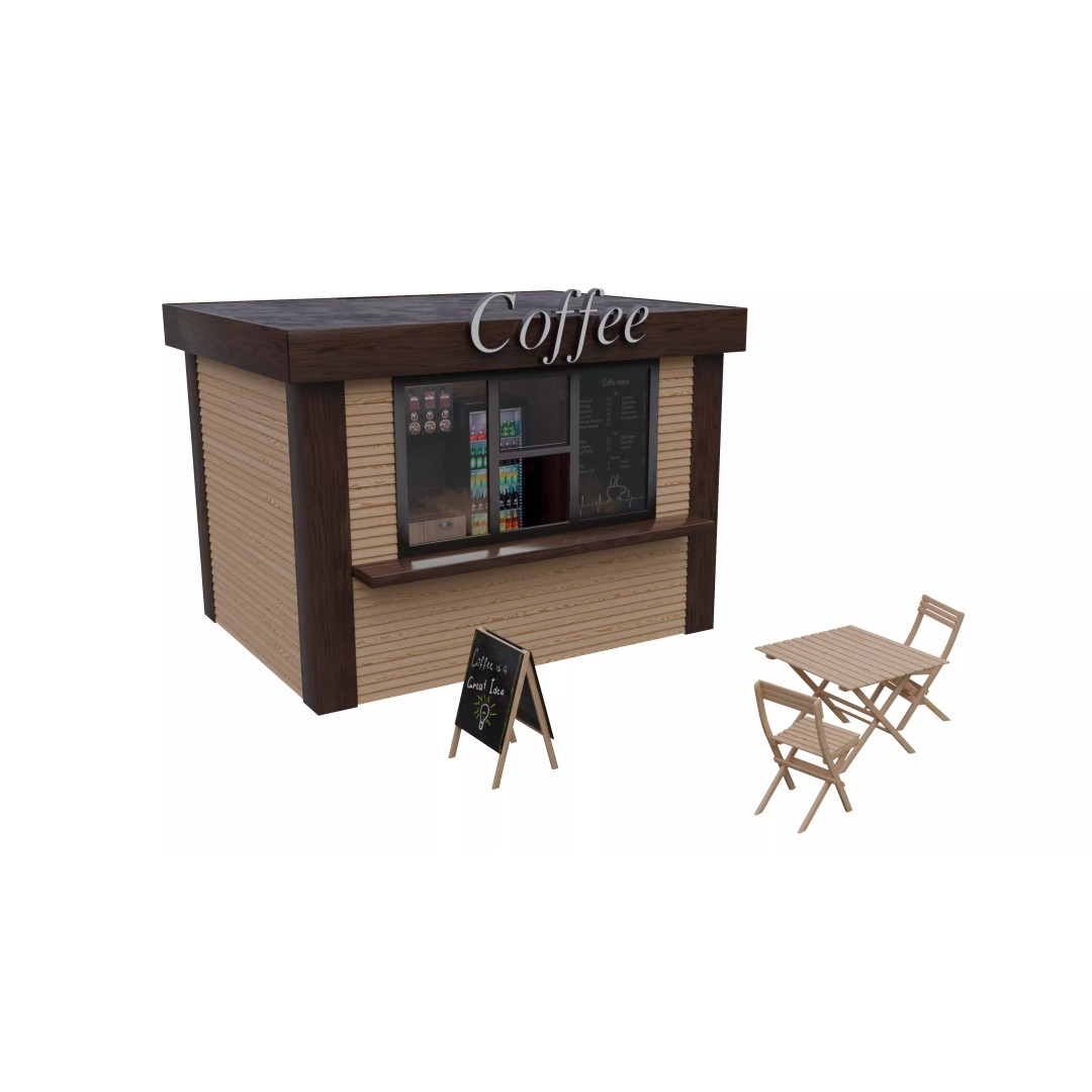 Coffee Shop 3D Model – Low Poly Architectural Asset, FBX, OBJ - View 2