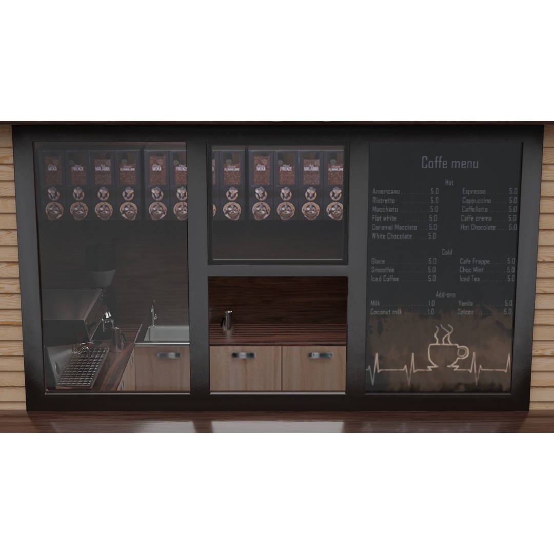 Coffee Shop 3D Model – Low Poly Architectural Asset, FBX, OBJ - View 4