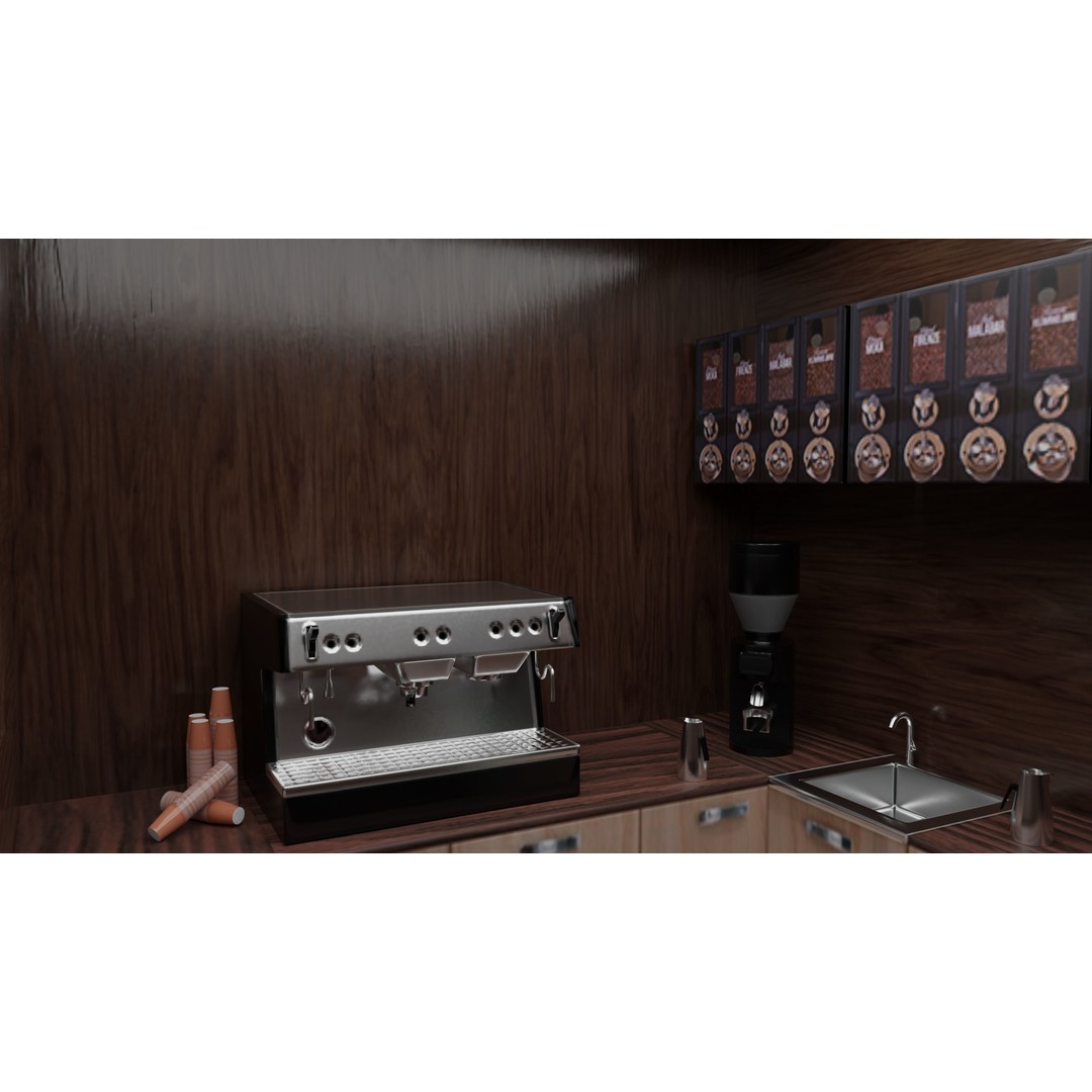 Coffee Shop 3D Model – Low Poly Architectural Asset, FBX, OBJ - View 7