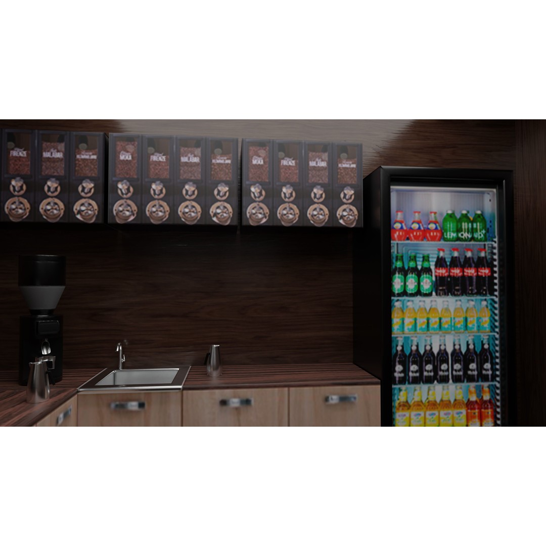 Coffee Shop 3D Model – Low Poly Architectural Asset, FBX, OBJ - View 8