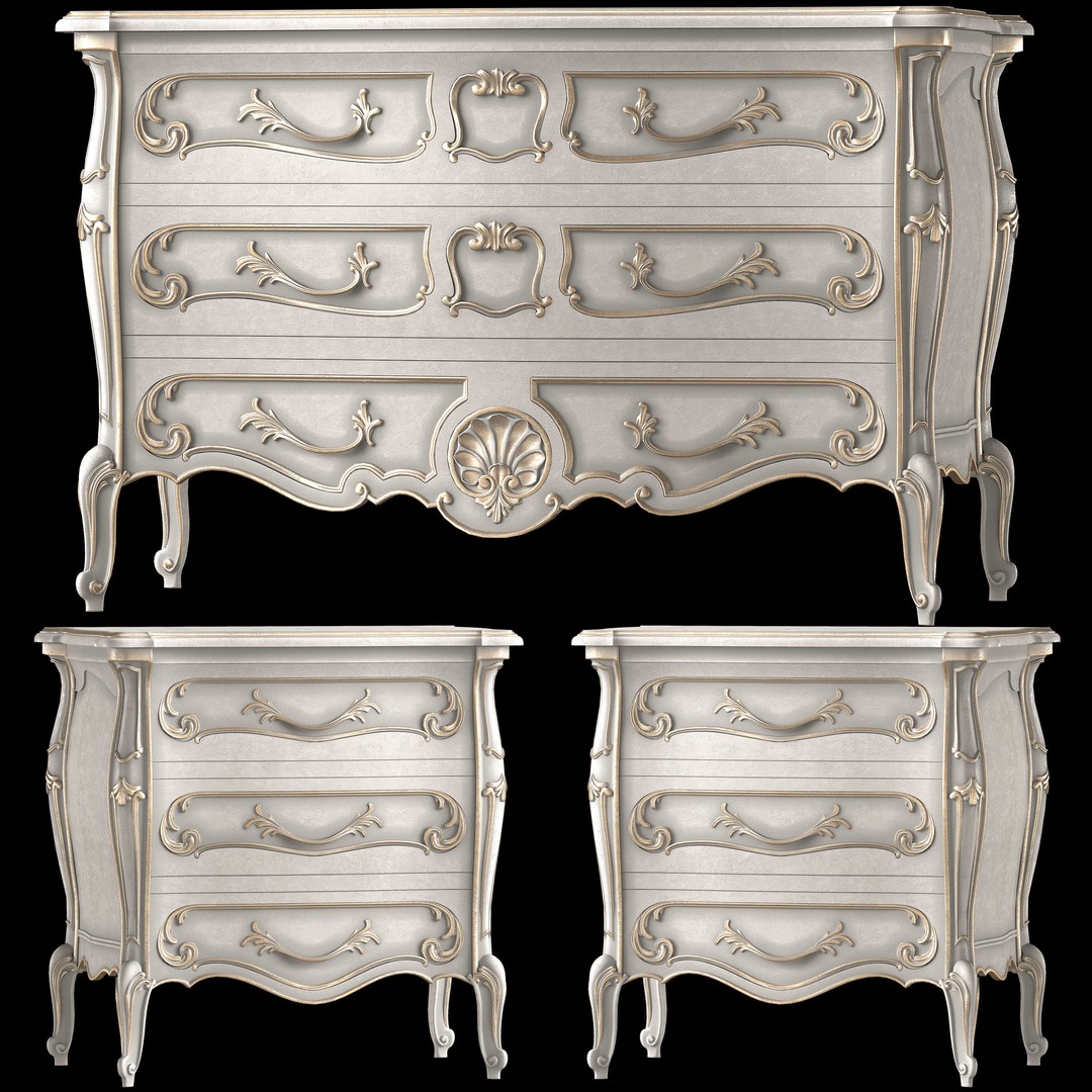 Craftcode Dresser 3D Model – Classical Furniture, FBX, PBR Textures - View 7