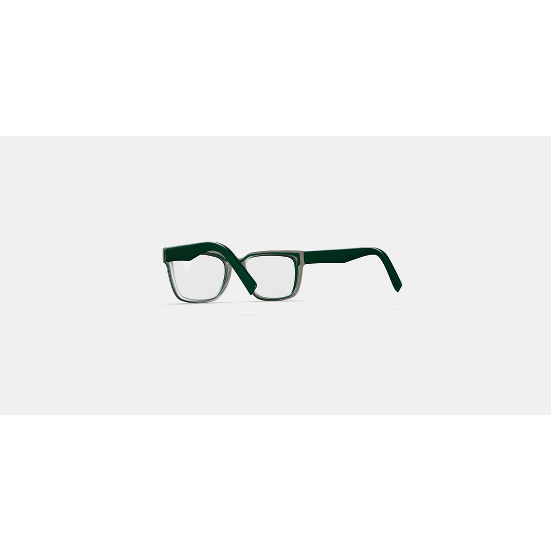 Cumberland Eyeglasses 3D Model – Forest Green & Sand, PBR Textures