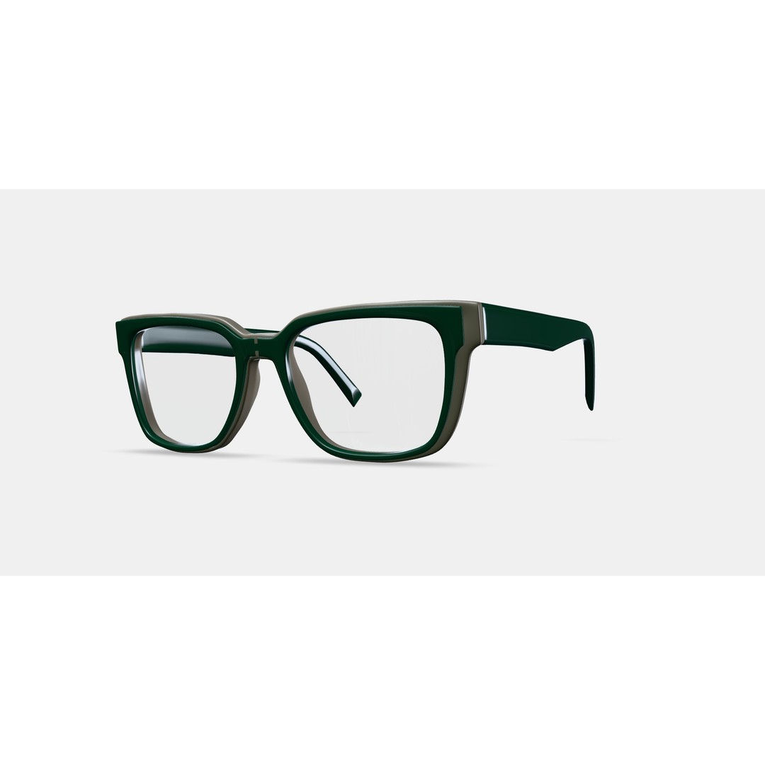 Cumberland Eyeglasses 3D Model – Forest Green & Sand, PBR Textures - View 14