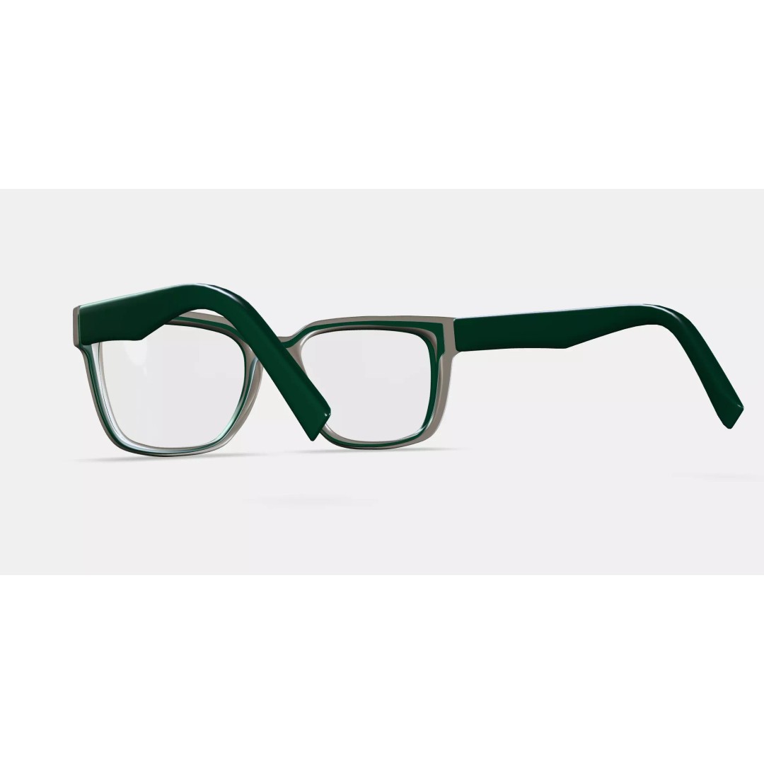 Cumberland Eyeglasses 3D Model – Forest Green & Sand, PBR Textures - View 2