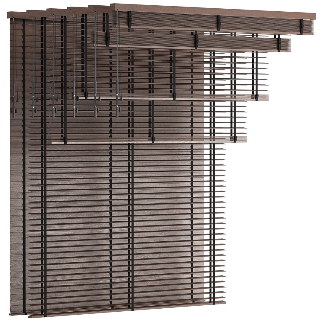 Wooden Venetian Blinds 3D Model – Minimalist Interior Decor, FBX, OBJ - View 10