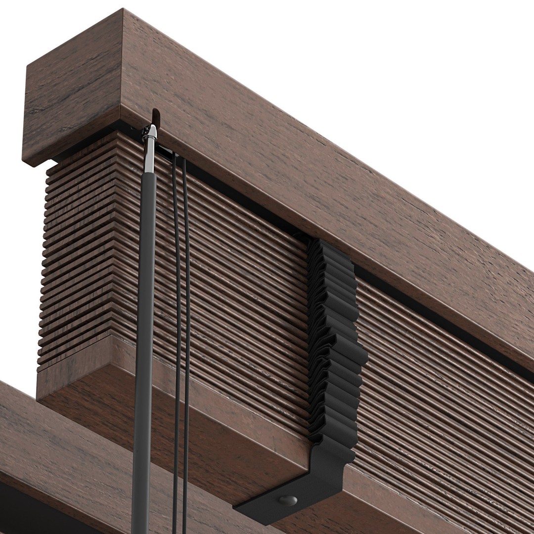 Wooden Venetian Blinds 3D Model – Minimalist Interior Decor, FBX, OBJ - View 6