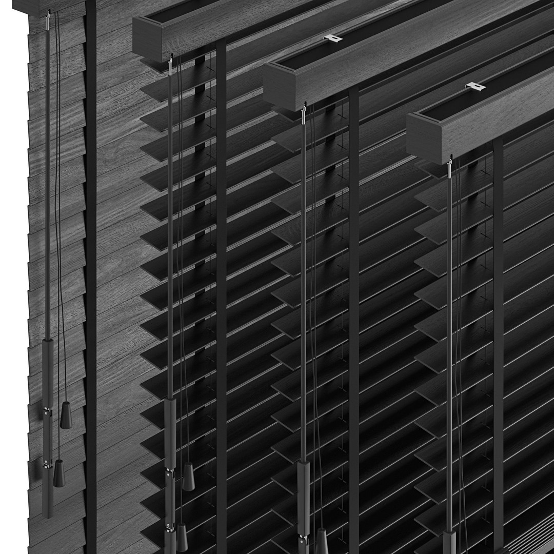 Wooden Venetian Blinds 3D Model – Minimalist Interior Decor, FBX, OBJ - View 7