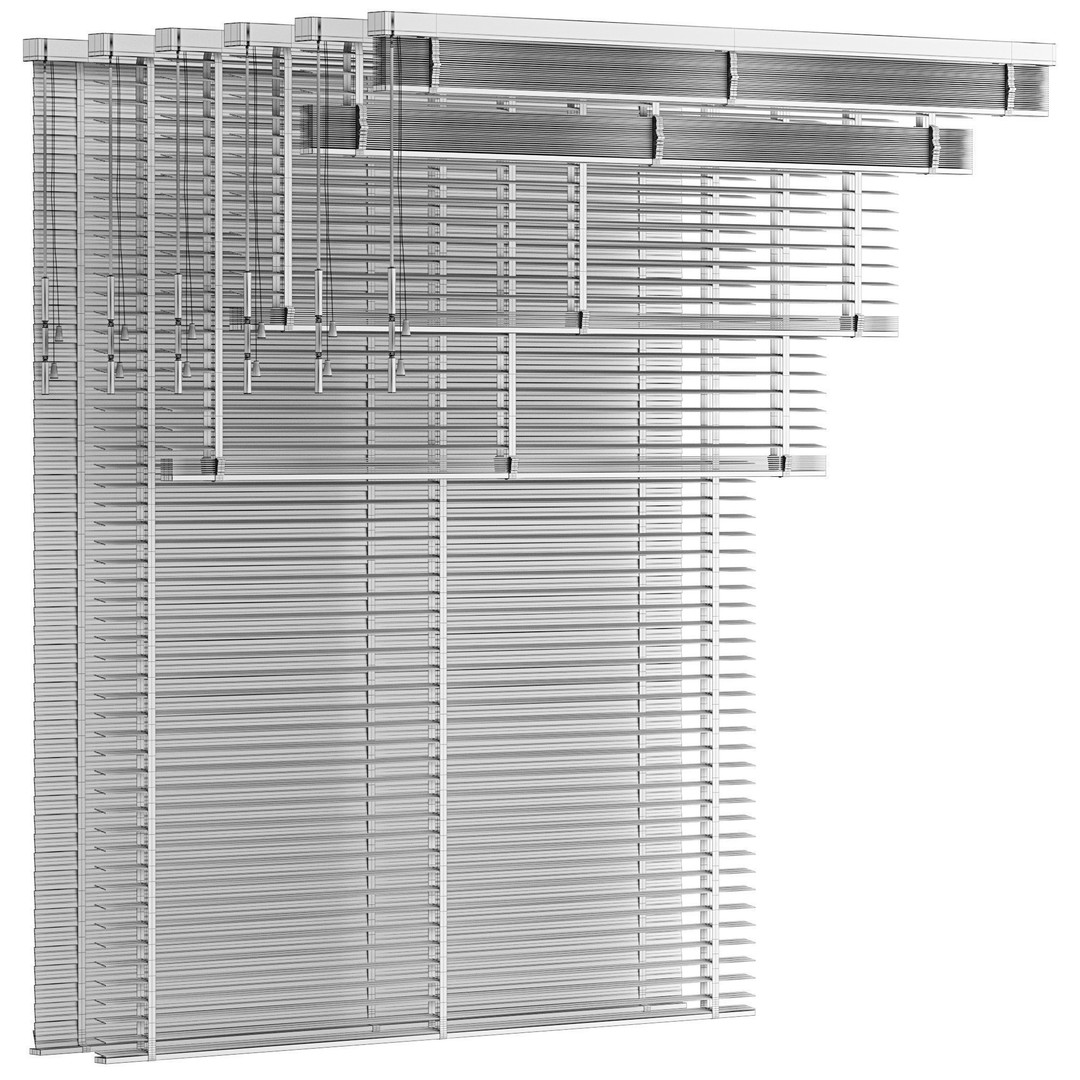 Wooden Venetian Blinds 3D Model – Minimalist Interior Decor, FBX, OBJ - View 8