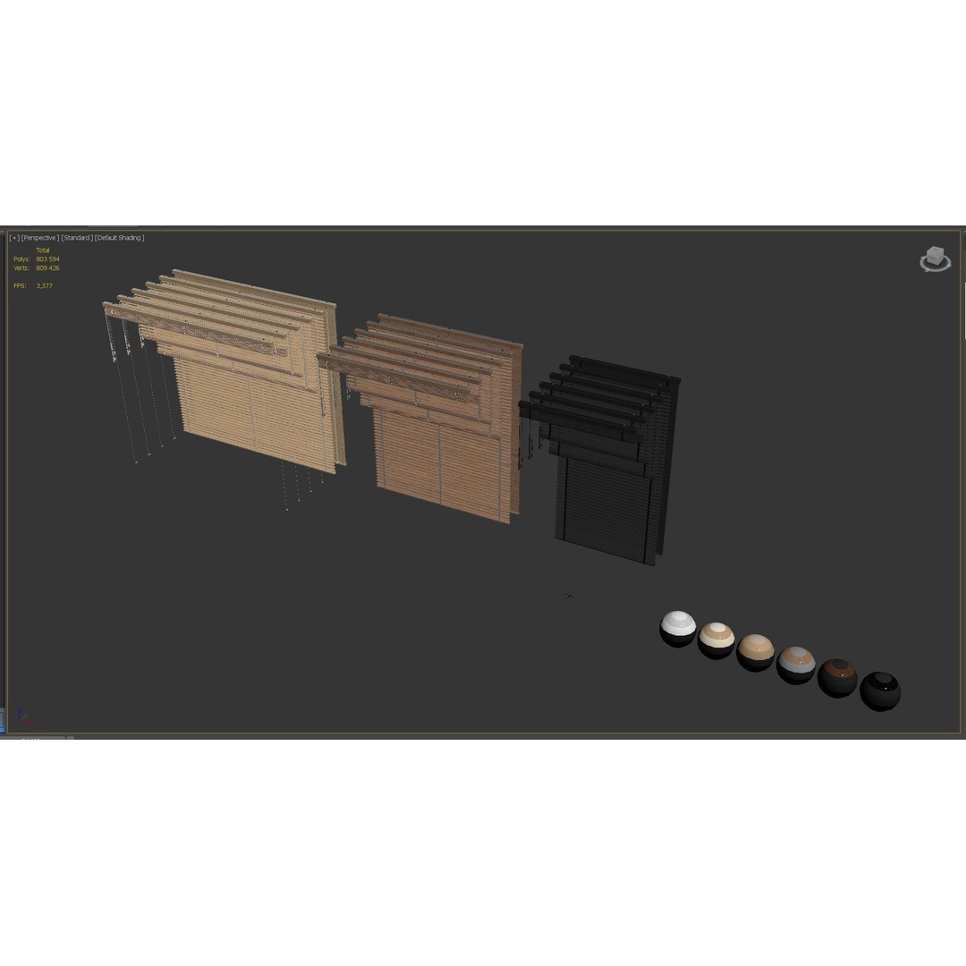 Wooden Venetian Blinds 3D Model – Minimalist Interior Decor, FBX, OBJ - View 9
