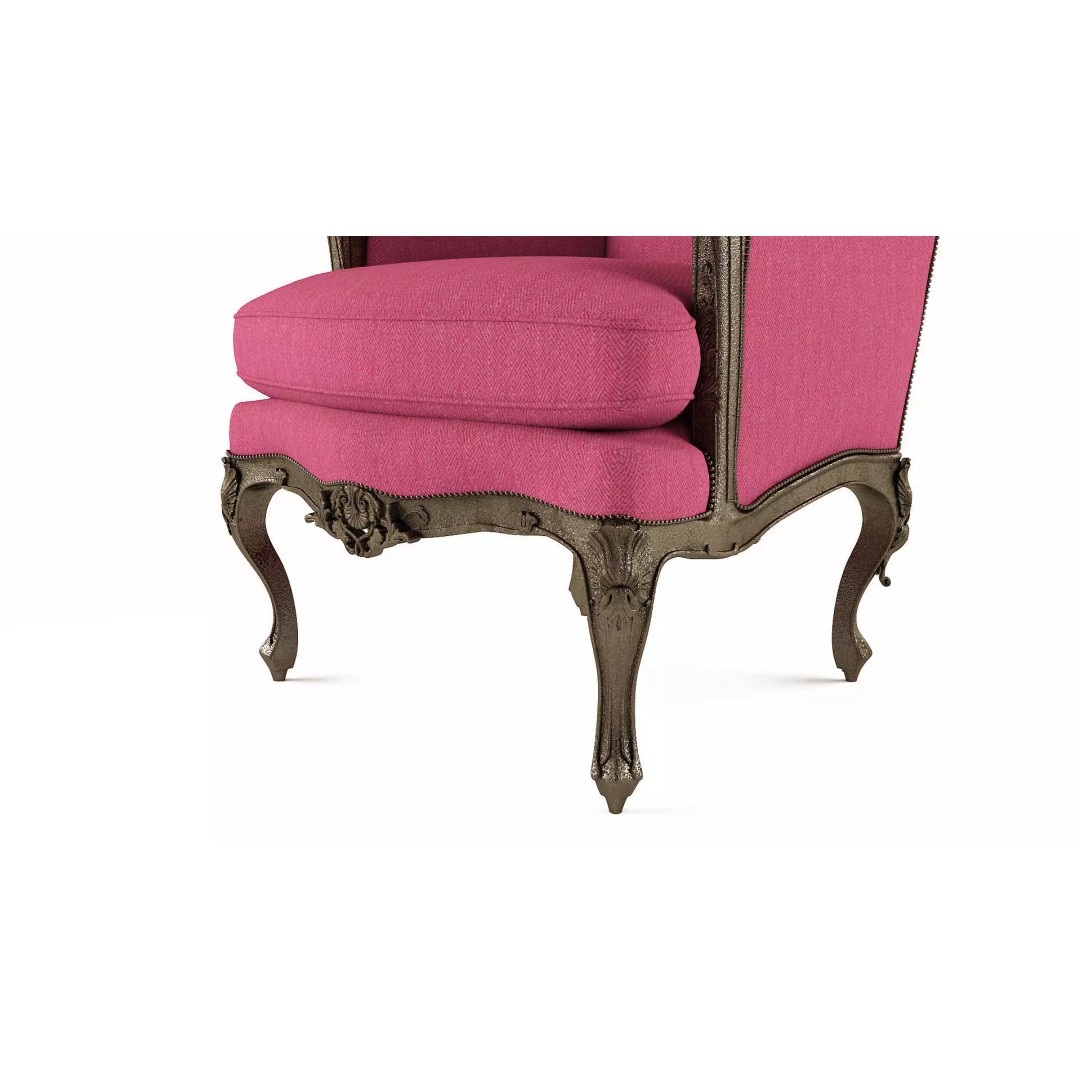 Old Antique Wing Arm Chair 3D Model – High Poly, Textured, FBX, OBJ - View 2