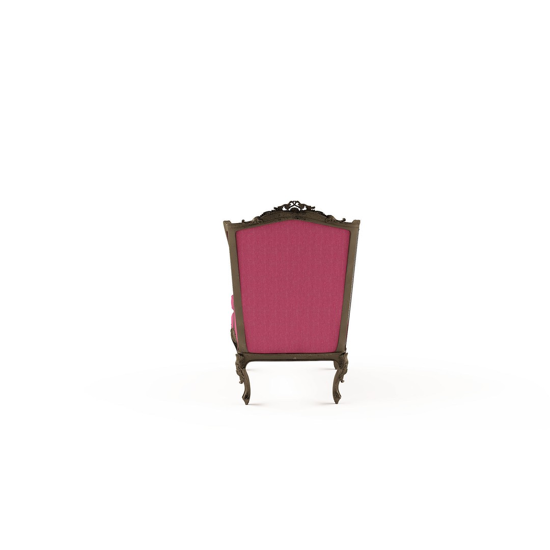 Old Antique Wing Arm Chair 3D Model – High Poly, Textured, FBX, OBJ - View 3