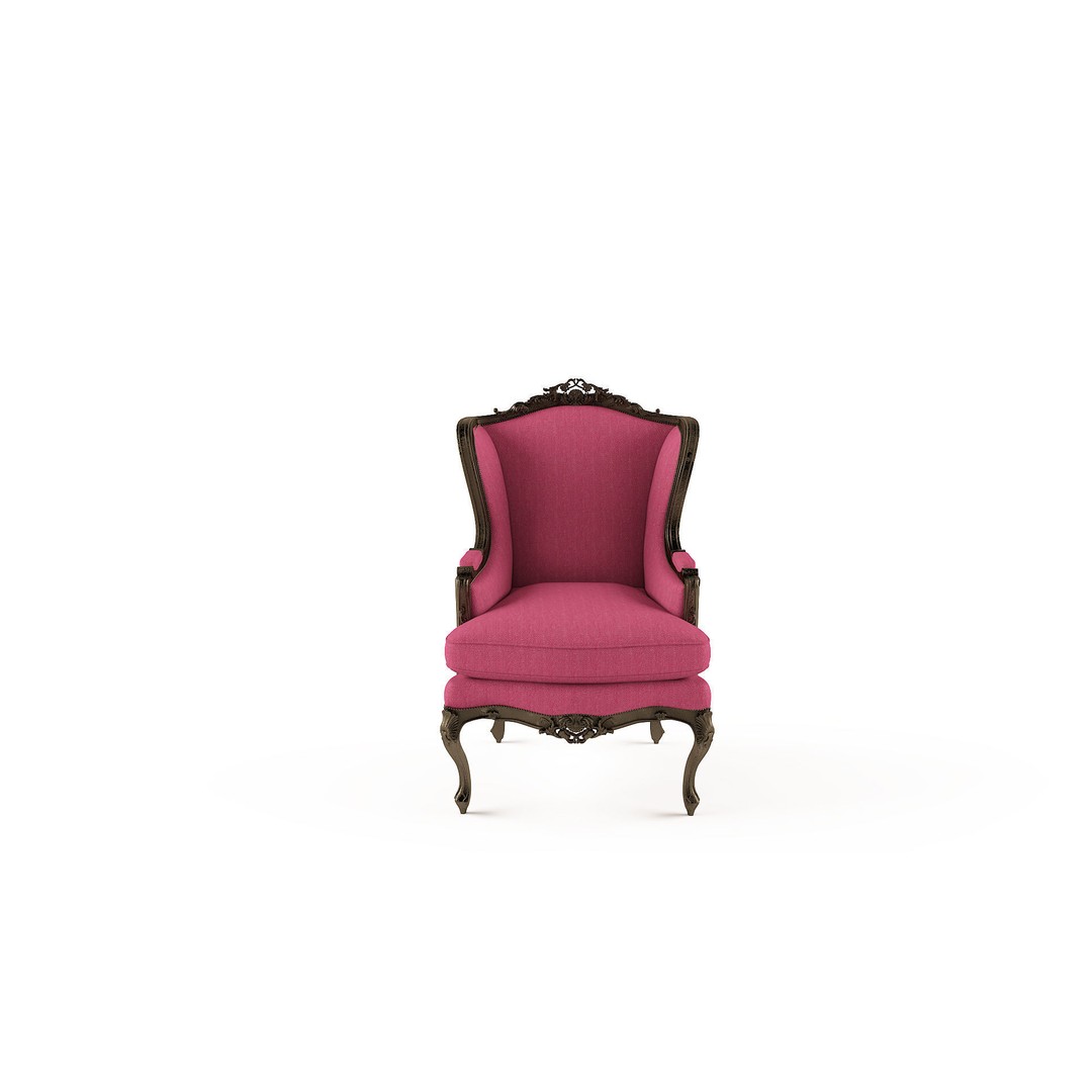 Old Antique Wing Arm Chair 3D Model – High Poly, Textured, FBX, OBJ - View 4