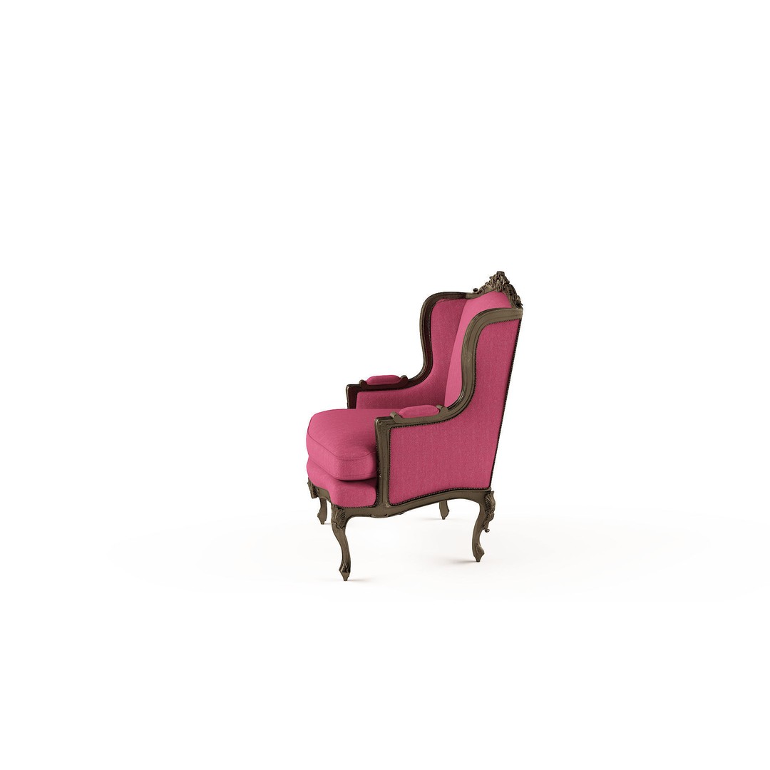 Old Antique Wing Arm Chair 3D Model – High Poly, Textured, FBX, OBJ - View 6